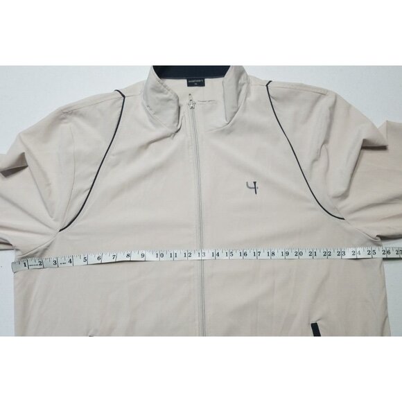 Golf Jacket Short Par 4 Full Zip Tan Lightweight Sport Pockets Men's Size XL - Picture 7 of 15